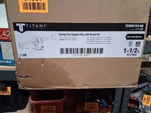 lot 21834 image: Titan Technology Ceiling Fan Support Box Kit TCMBV150-NB