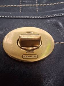 lot 21851 image: Coach Black Leather Hobo Bag with Contrast Stitching