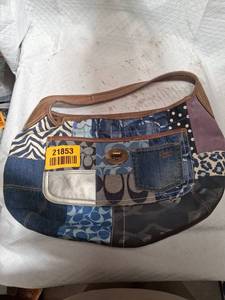 lot 21853 image: Coach Patchwork Denim Hobo Bag