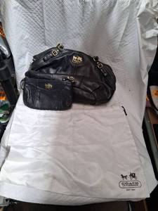 lot 21858 image: Coach Black Leather Madison Handbag Set
