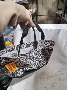 lot 21862 image: Black and White Floral Utility Tote