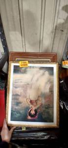 lot 21988 image: 18th Century Style Portrait Print in Wood Frame