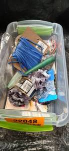 lot 22048 image: Crafting Supply Lot - Bernat Boa Yarn, Rick Rack, and Raffia Ribbon