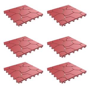 lot 1009 image: Pure Garden 6-Pack Polypropylene Interlocking Patio Deck Tiles - Weather-Resistant Outdoor Flooring for Balcony, Porch, and Garage (Bridk Red) - Retail $27