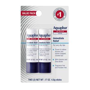 lot 1015 image: Aquaphor Lip Repair Stick, Moisturizing Lip Balm Pack, Relieves Dryness, 0.17 Oz Stick, Pack of 2&nbsp