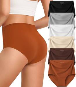 lot 1031 image: Kalapa My-Orders Womens Underwear Seamless Full Coverage Breathable Briefs No Show Silky Stretch High Waisted Ladies Panties 6 Pack (US, Alpha, Large, Regular, Regular, 6 Color Packs) - Retail $15