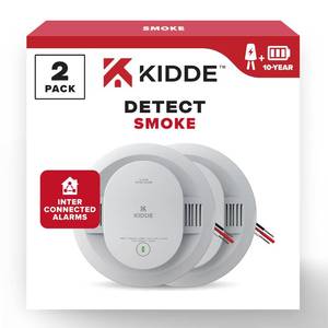 lot 1047 image: Kidde Hardwired Smoke Detector, 10-Year Battery Backup, Interconnectable, LED Warning Light Indicators, 2 Pack - Retail $76
