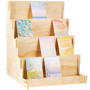 lot 1049 image: Barydat Wooden Card Display Stand Stationary Organizer Sticker Stand for Vendor Crafts Greeting Card Organizer Rack Retail Display Holder(14.57 x 14.96 x 20.47 Inch (4 Tier),Wood) - Retail $36