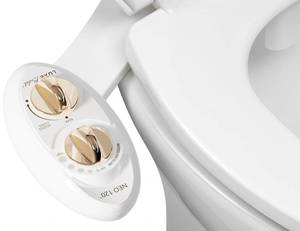 lot 1062 image: LUXE Bidet NEO 120 - Single Nozzle, Self-Cleaning, Non-Electric Bidet Attachment for Toilet Seat, Adjustable Water Pressure, Rear Wash (Gold) - Retail $40