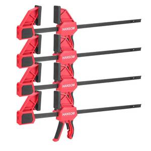 lot 1089 image: HANSOM Upgraded 4-Pack 24 Inch Woodworking Clamps,Bar Clamps Heavy Duty 350LBS Throat Depth 3-13,One-Handed Quick GripSpreader Wood Clamps Set with Quick Change Button - Retail $60