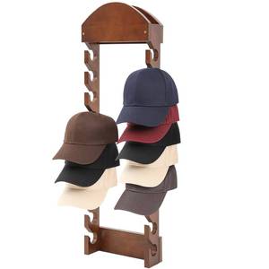 lot 1094 image: Wonderjune Wooden Hat Racks for Baseball Caps, Wall Mounted Baseball Cap Display Racks, Vertical Hat Storage Organizer, Double Row, 20 Slots for Door Bedroom Living Room Entryroom (12 Drilling Hole) - Retail $37