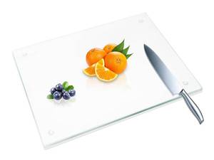lot 1110 image: JAMBALAY 20x16 Tempered Glass Cutting Board for Kitchen, Large Glass Cutting Board with Non-Slip Feet, Glass Chopping Board, Heat Resistant, Scratch Resistant, Dishwasher Safe - Retail $29
