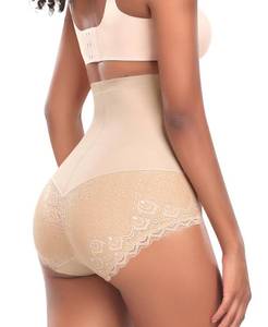 lot 1116 image: Werena Women Shapewear Tummy Control Underwear High Waist Body Shaper Panties Lace Shaping Underwear Girdle Panty(A# Beige-1, Small)