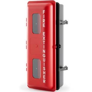 lot 1120 image: DoubleFill 1 Pcs 10 lb Fire Extinguisher Cabinet Box with Internal Rope Fastening and External Latch Sturdy Plastic Holder Case Vandal-Resistant Weatherproof Protect Indoor Outdoor (26 x 12 x 9 in) - Retail $109