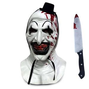 lot 1143 image: Adult Scary Clown Mask, 3PCS Bloody Killer Halloween Masks with Knife Gloves, Horror Party Cosplay Props (Classic) - Retail $20
