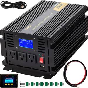 lot 1157 image: VEVOR Power Inverter, 2000W Modified Sine Wave Inverter, DC 12V to AC 120V Car Converter, with LCD Display, Remote Controller, LED Indicator, AC Outlets Inverter for Truck RV Car Boat Travel Camping - Retail $123