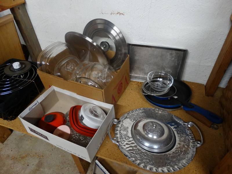 lot 17066 image: Lot of Jars, colored stones, jug, books, etc.