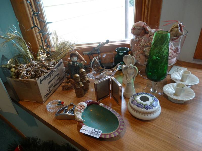lot 17092 image: Lot of angel decor, candle holders, Christmas decor, etc.