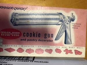 lot 1533 image: Misc. glassware, cookie gun, corn cob servers -- DR