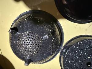 lot 1361 image: GRANITE COLINDER, POTS, PANS......................GAR