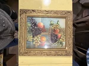 lot 1376 image: ANTIQUE FRUIT PICTURE 20X23