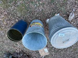 lot 1583 image: GALVANIZED TRASH CANS..................BY