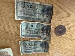 lot 1807 image: THREE (3) MILITARY PAYMENT CERTIFICATES FROM  1951-1954 & ARIZONA COMM. COIN