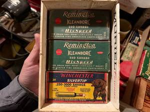 lot 2108 image: ANTIQUE 250  SAVAGE- (3) BOXES OF AMMO