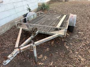lot 1166 image: 2 WHEEL TRAILER, WINCH, EXTRA TIRE, 5 12 X 8 LONG, WOOD FLOOR, 2 BALL, RAMPS.............FY