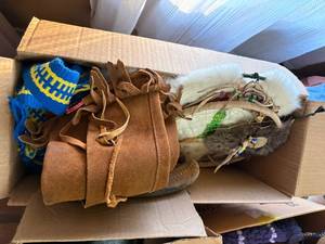lot 1858 image: NATIVE AMERICAN CLOTHING, MOCCASINS, JEWELRY, LEG COVERINGS, BELTS & MORE-SBD