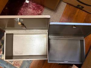 lot 1873 image: TWO (2) METAL LOCK BOXES (NO KEYS)- SBD