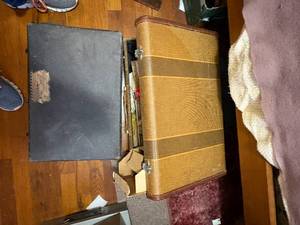 lot 1874 image: TWO (2) VINTAGE SUITCASES WITH CONTENTS TO INCLUDE STEAMER- SBD