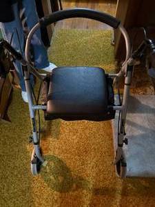 lot 2215 image: 4-WHEEL CART WALKER WITH SEAT-NBD