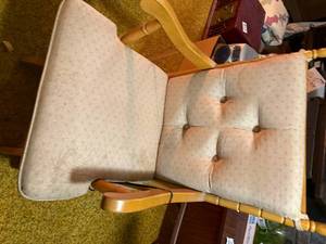 lot 2249 image: UPHOLSTERED & WOOD GLIDER ROCKER- LR