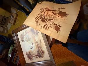 lot 2264 image: TWO (2) PAINTINGS ( INDIAN CHIEF DUCKS)- LR