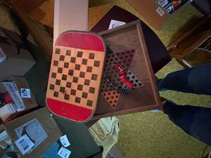 lot 2277 image: TWO (2) WOOD BOARD GAMES- LR