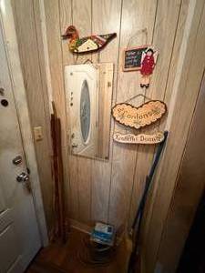 lot 2287 image: WALL DECOR, BOOTS & WALKING STICKS- LR