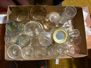 lot 2180 image: JUICE GLASSES, SHOT GLASSES & SNOW GLOBE- LR