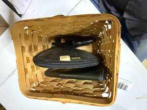 lot 1191 image: BASKET WITH ONE (1)  HOLSTER & TWO (2) PISTOL CASES