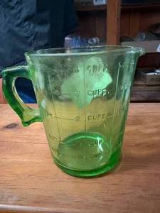 lot 2242 image: Uranium glass measuring pitcher -- LR