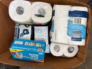 lot 1509 image: Trash bags, toilet paper, Kleenexes -- DR