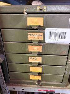 lot 1915 image: Metal drawer organizer with misc. items -- NS