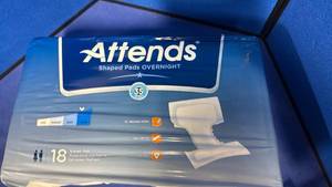 lot 85 image: Attends Overnight Shaped Pads - 18 Count - Retail $20