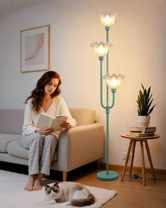 lot 1405 image: Lightdot 66IN Flower Floor Lamp 3-Lights Vintage Floor Lamps with 3000K Warm White Bulbs Included for Wedding Party Modern Tall Standing Lamp for Living RoomBedroomSofa BesideCorner Decor