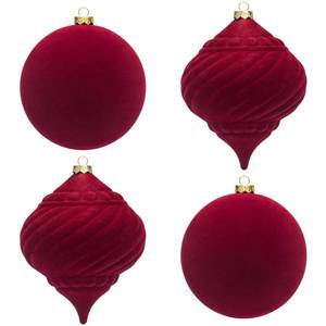 lot 1415 image: KI Store Large Velvet Christmas Balls 6-Inch Red Christmas Decorative Hanging Ornaments for Xmas Tree 4pcs