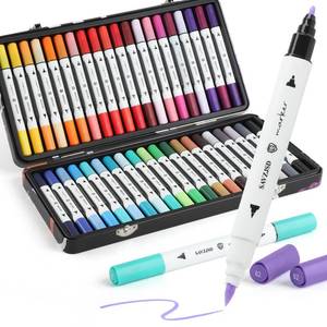 lot 1417 image: SAVZJSD 40 Colors Alcohol Markers, Premium Dual Tip Markers Set with Metal Box for Artists, Adults in Coloring & Painting (Brush & Fine