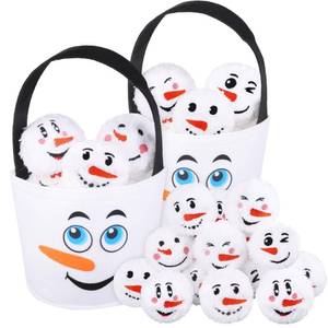 lot 1422 image: Aneco 26 Pieces Snow Toy Set - 2.8 Inch Plush Snowmen Balls With 2 Snowman Bags for First Snow Fight - Fun Realistic Smile Face Toys for Christmas Winter Indoor Outdoor Party Game