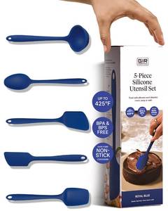 lot 1430 image: GIR Get It Right - 5 Piece Essentials All Purpose Set - Ladle, Spatula, Flip, Spoon & Spoonula, Non-stick, Heat Resistant, Dishwasher Safe, Kitchen Utensils, Baking Supplies - Royal Blue