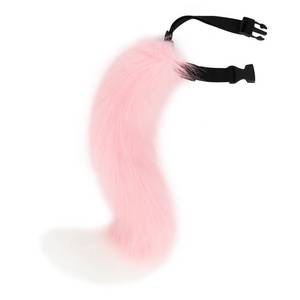 lot 2029 image: COSYEARS Animal Cat Wolf Fox Dog Faux Fur Tail for Halloween Party Cosplay Costume Accessories Pinkwhite