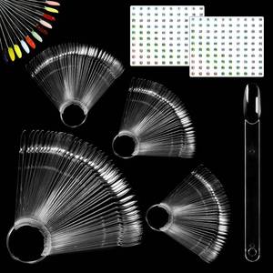 lot 2033 image: Allstarry 200 Pcs Clear Nail Swatch Sticks with Ring and Numbered Tips Roundhead Shaped Nail Art Polish Display Tips, False Nail Sample Sticks, Sacks of Transparent Nail Practice-Tips for Manicure